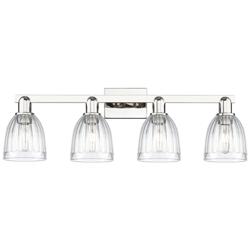 Arcadia Brookfield 33"W 4 Light Polished Nickel Vanity w/ Clear Shade