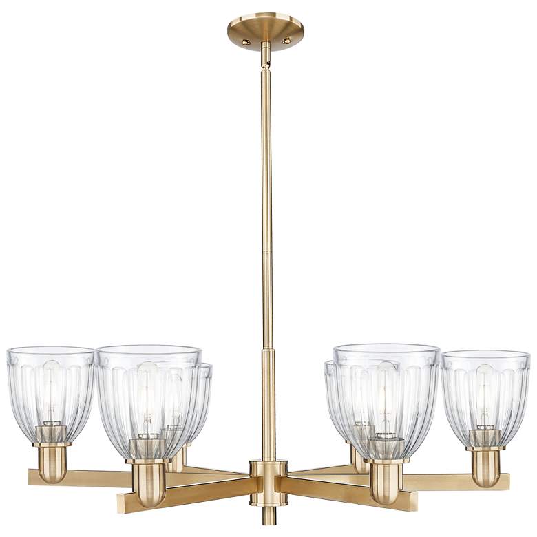Image 1 Arcadia Brookfield 36"W 6 Light Bronze Stem Chandelier w/ Clear Shade