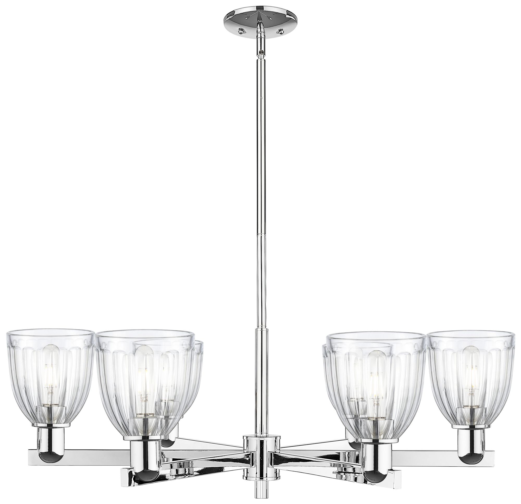 Arcadia Brookfield 36"W 6 Light Chrome Stem Chandelier w/ Clear Shade