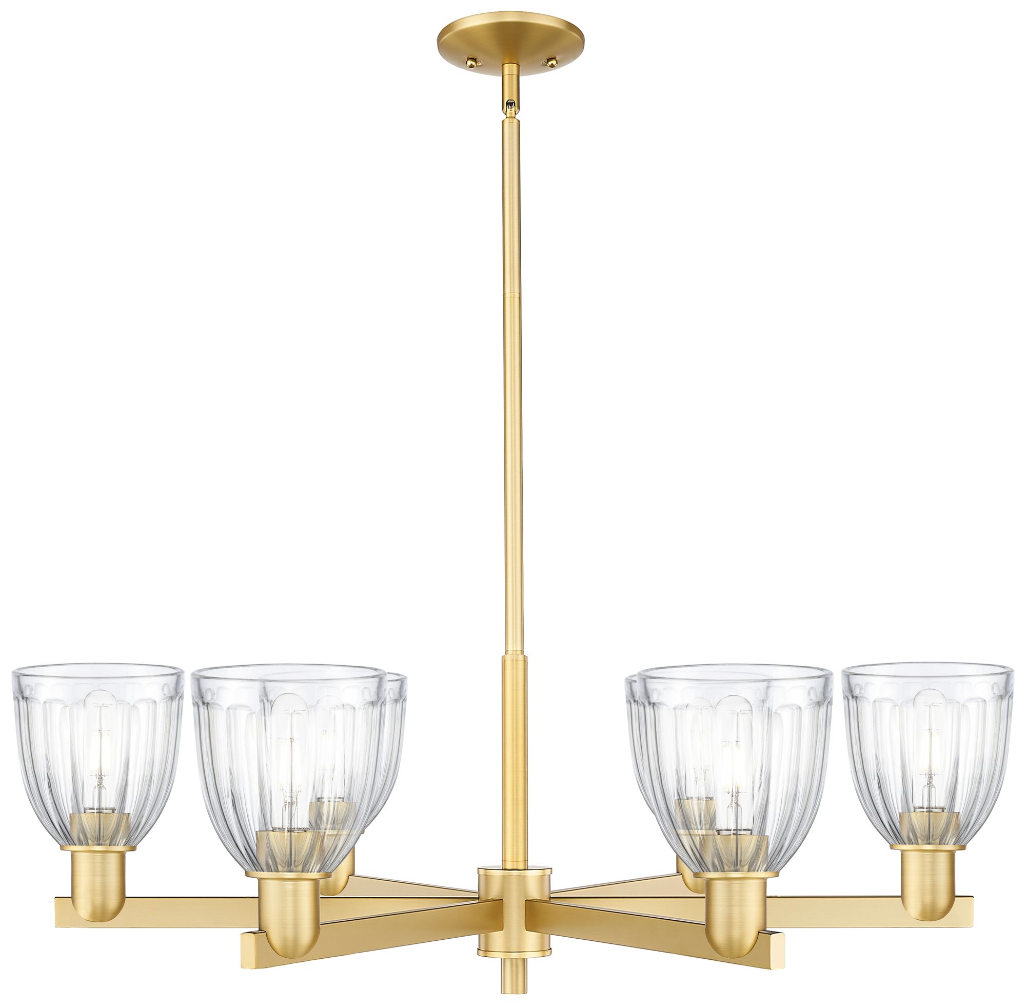 Arcadia Brookfield 36"W 6 Light Gold Stem Chandelier w/ Clear Shade