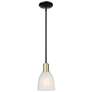 Arcadia Brookfield 6"W Black Brass Stem Mini Pendant w/ White Shade