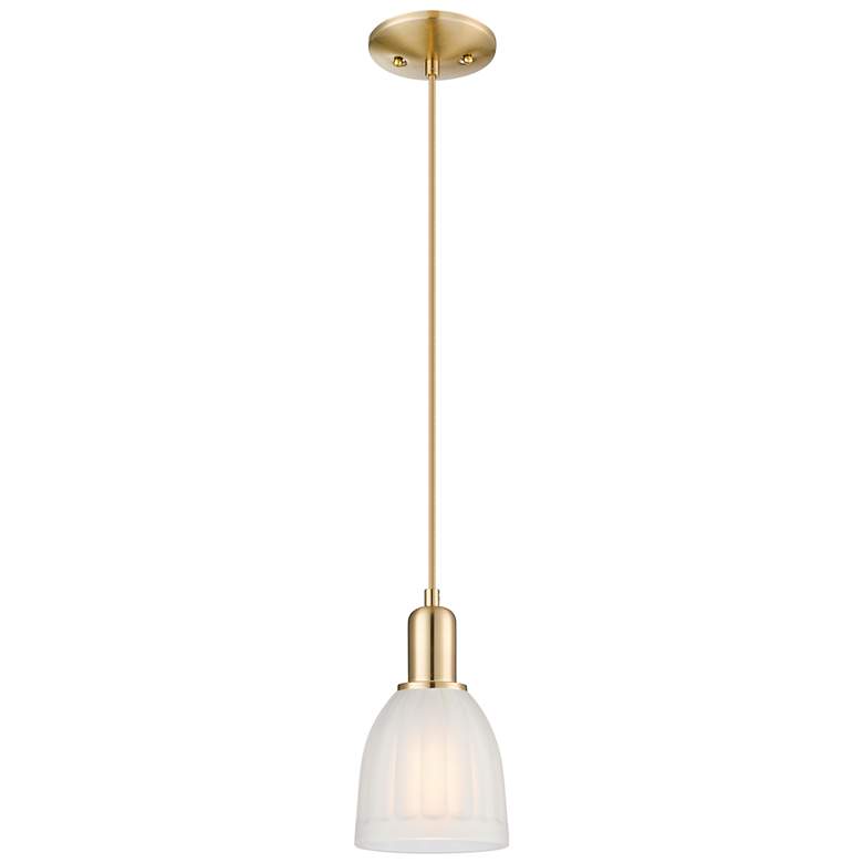Image 1 Arcadia Brookfield 6"W Bronze Cord Mini Pendant w/ White Shade