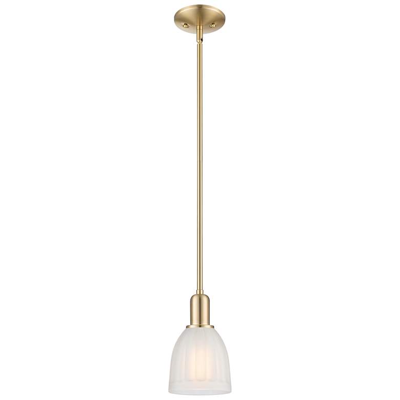 Image 1 Arcadia Brookfield 6"W Bronze Stem Mini Pendant w/ White Shade