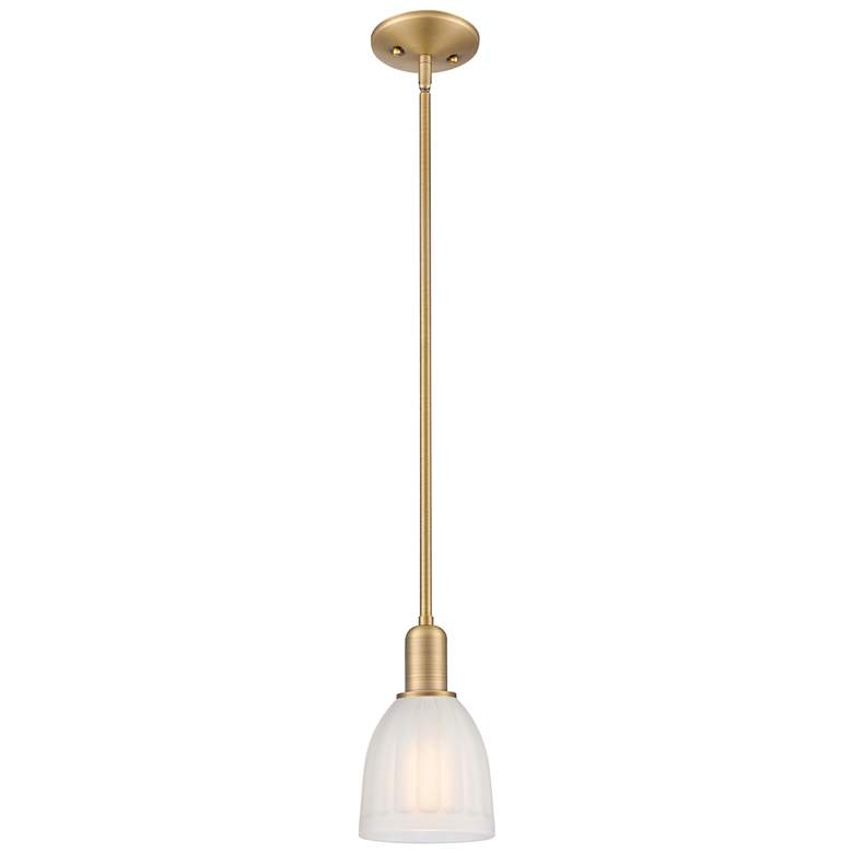 Image 1 Arcadia Brookfield 6"W Brushed Brass Stem Mini Pendant w/ White Shade