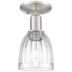 Arcadia Brookfield 6"W Brushed Nickel Semi.Flush Mount w/ Clear Shade