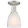 Arcadia Brookfield 6"W Brushed Nickel Semi.Flush Mount w/ White Shade