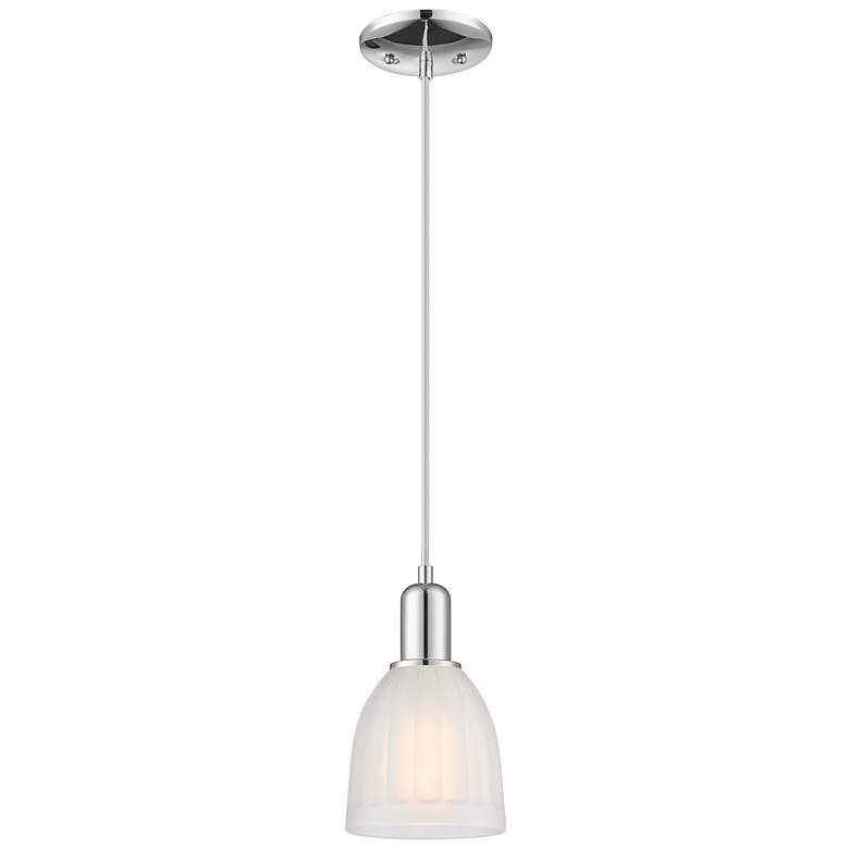 Image 1 Arcadia Brookfield 6"W Chrome Cord Hung Mini Pendant w/ White Shade