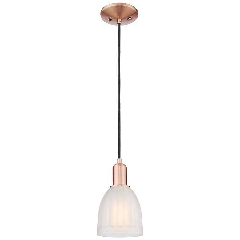 Image 1 Arcadia Brookfield 6"W Copper Cord Hung Mini Pendant With White Shade