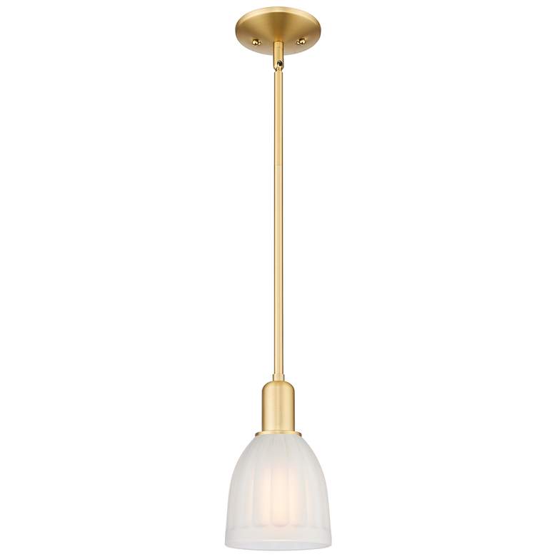 Image 1 Arcadia Brookfield 6"W Gold Stem Hung Mini Pendant w/ White Shade