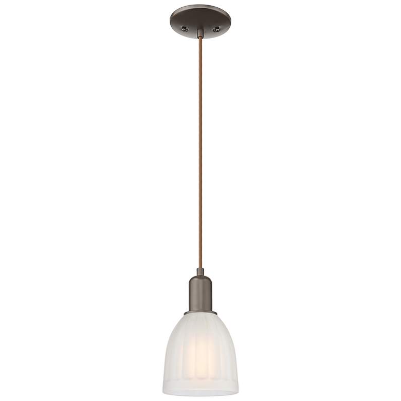 Image 1 Arcadia Brookfield 6"W Oiled Bronze Cord Mini Pendant w/ White Shade