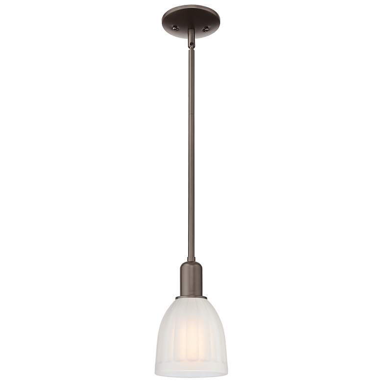 Image 1 Arcadia Brookfield 6"W Oiled Bronze Stem Mini Pendant w/ White Shade