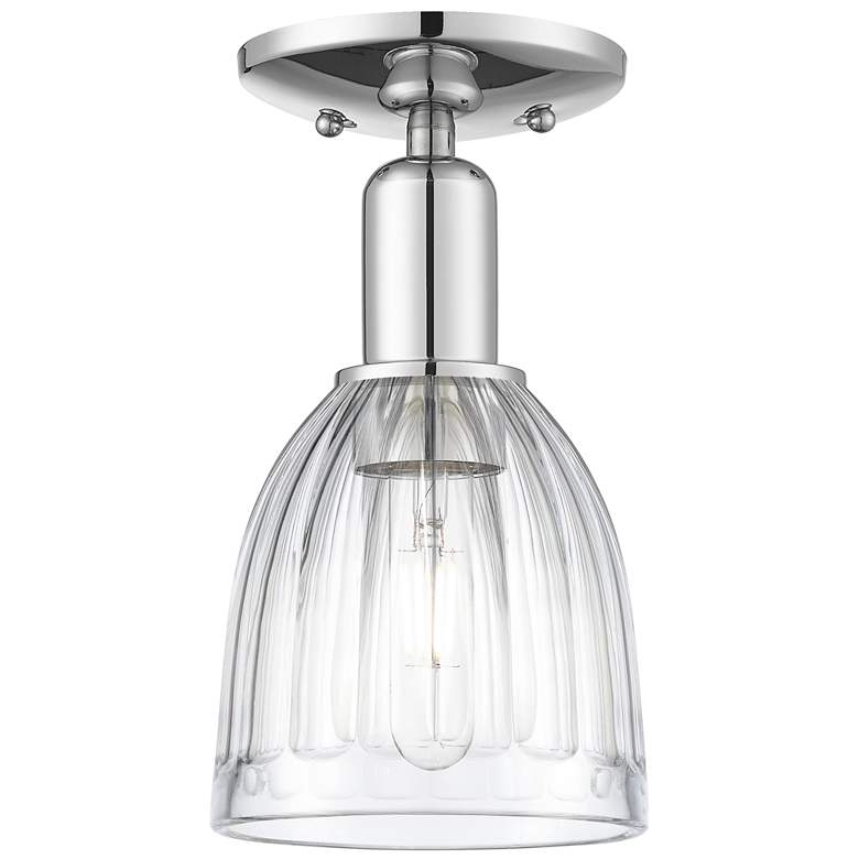 Image 1 Arcadia Brookfield 6"W Polished Chrome Semi.Flush Mount w/ Clear Shade
