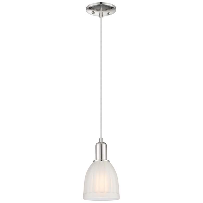 Image 1 Arcadia Brookfield 6"W Polished Nickel Cord Pendant w/ White Shade