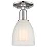 Arcadia Brookfield 6"W Polished Nickel Semi.Flush Mount w/ White Shade