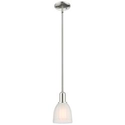 Arcadia Brookfield 6"W Polished Nickel Stem Pendant w/ White Shade