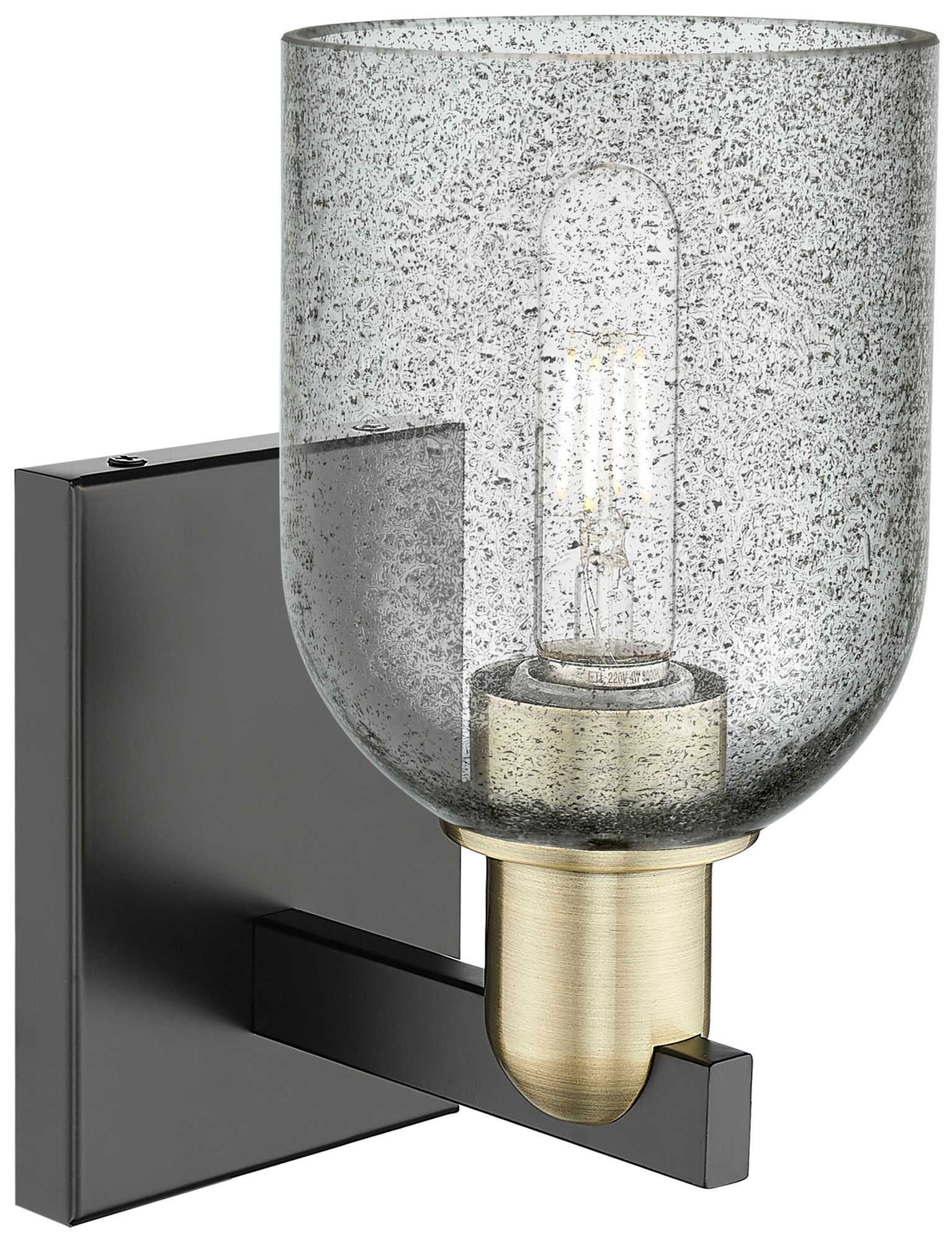 Image 2 Arcadia Caledonia 11"H Black Antique Brass Sconce With Charcoal Shade more views