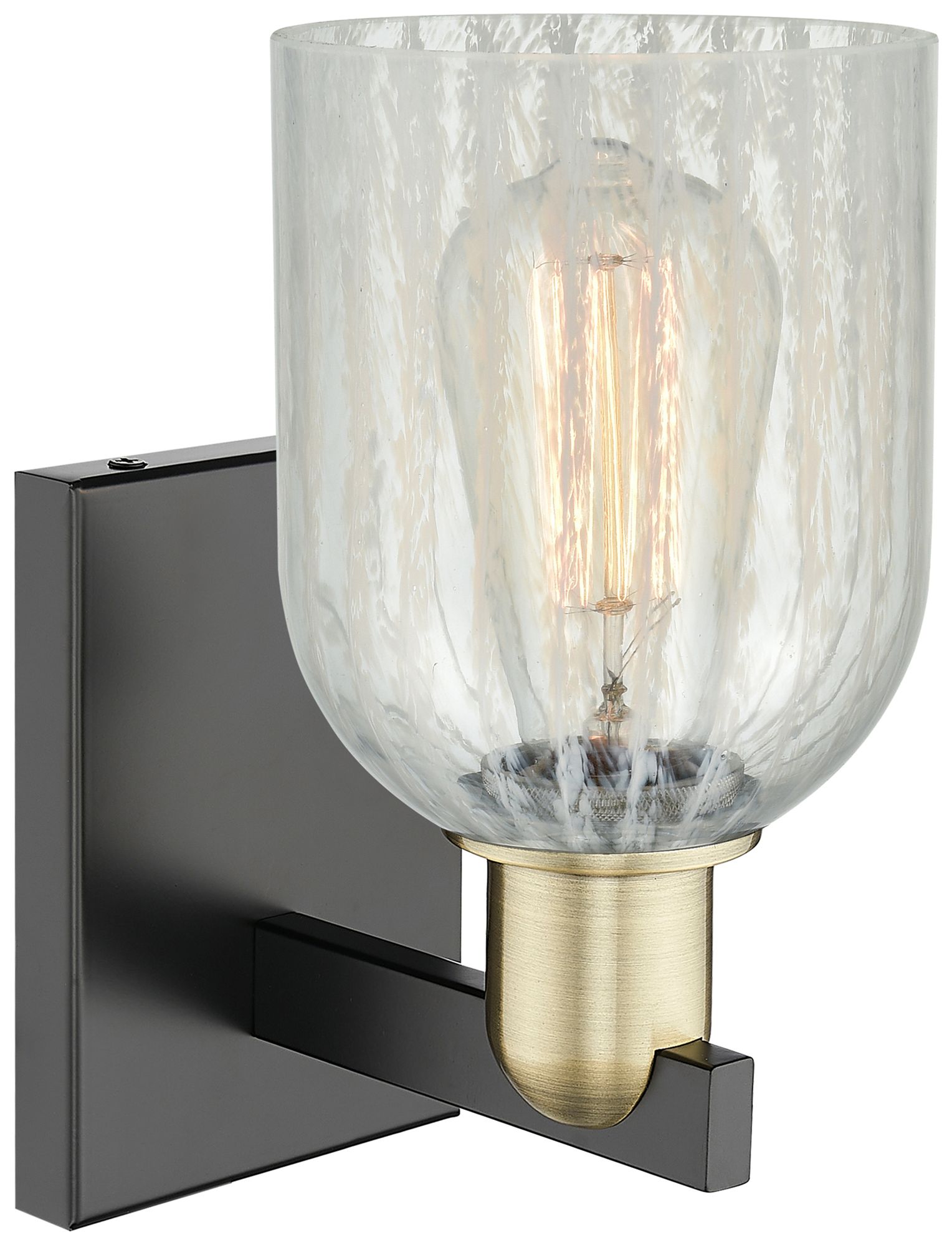 Image 2 Arcadia Caledonia 11"H Black Antique Brass Sconce With Mouchette Shade more views