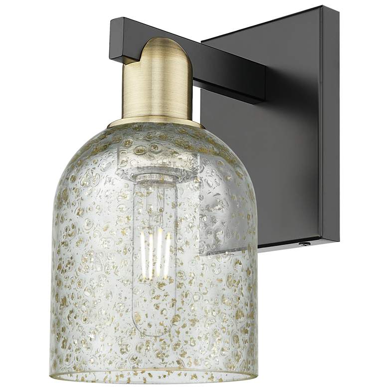 Image 1 Arcadia Caledonia 11" High Black Antique Brass Sconce With Mica Shade