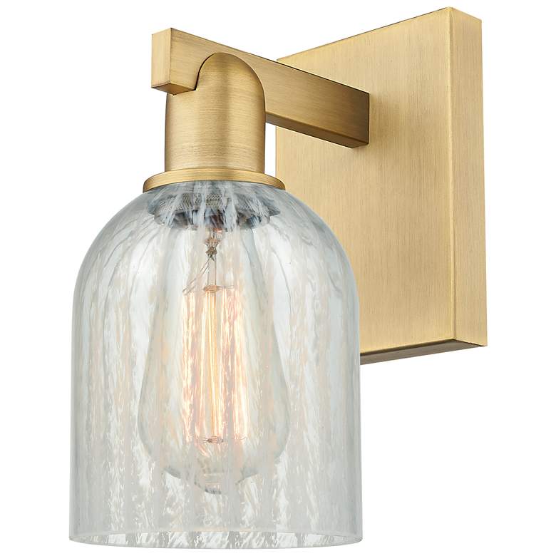 Image 1 Arcadia Caledonia 11" High Brushed Brass Sconce With Mouchette Shade