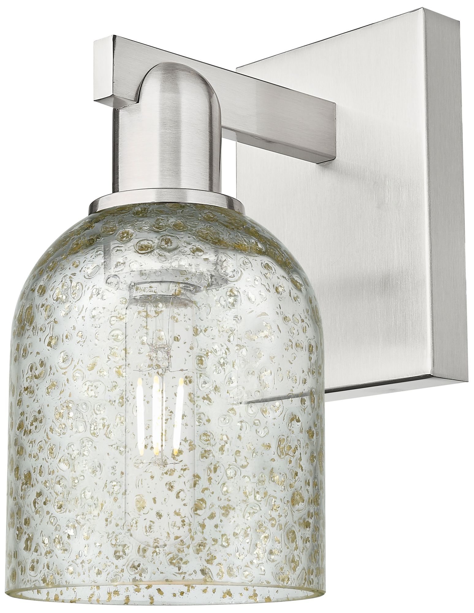 Arcadia Caledonia 11" High Brushed Satin Nickel Sconce With Mica Shade