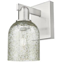 Arcadia Caledonia 11" High Brushed Satin Nickel Sconce With Mica Shade