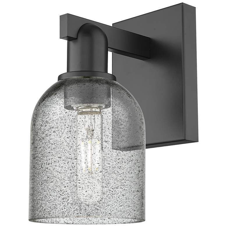 Image 1 Arcadia Caledonia 11" High Matte Black Sconce With Charcoal Shade