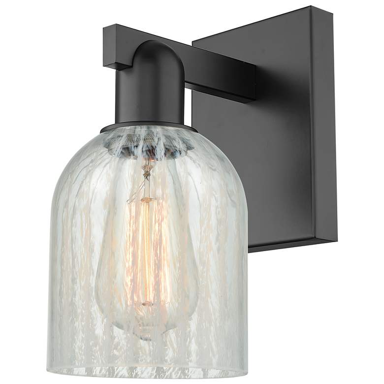 Image 1 Arcadia Caledonia 11" High Matte Black Sconce With Mouchette Shade