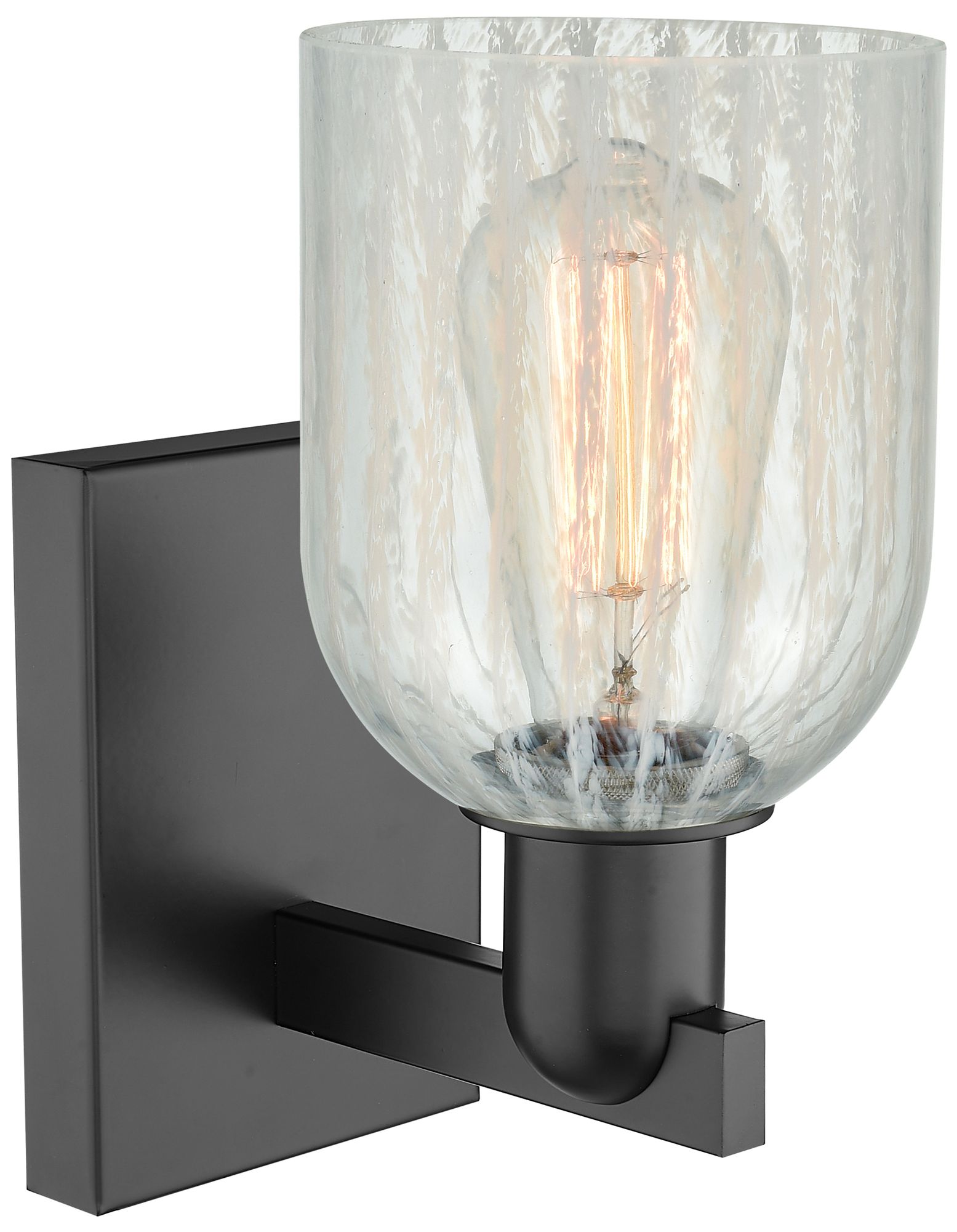 Image 2 Arcadia Caledonia 11" High Matte Black Sconce With Mouchette Shade more views