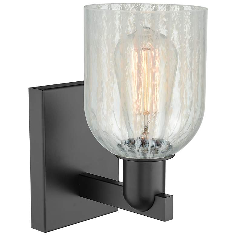 Image 2 Arcadia Caledonia 11" High Matte Black Sconce With Mouchette Shade more views