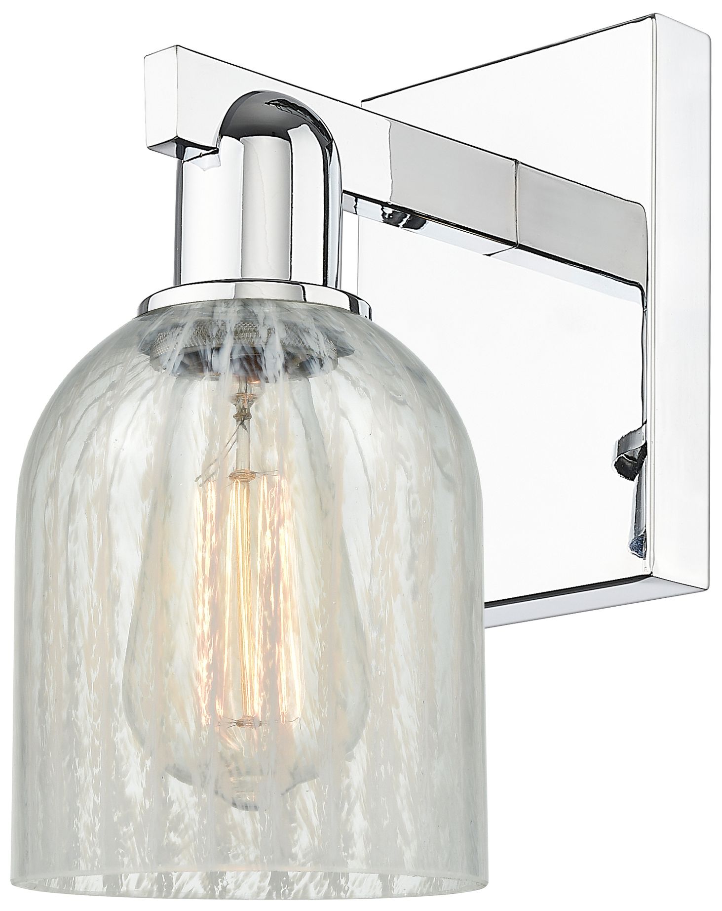 Arcadia Caledonia 11" High Polished Chrome Sconce With Mouchette Shade