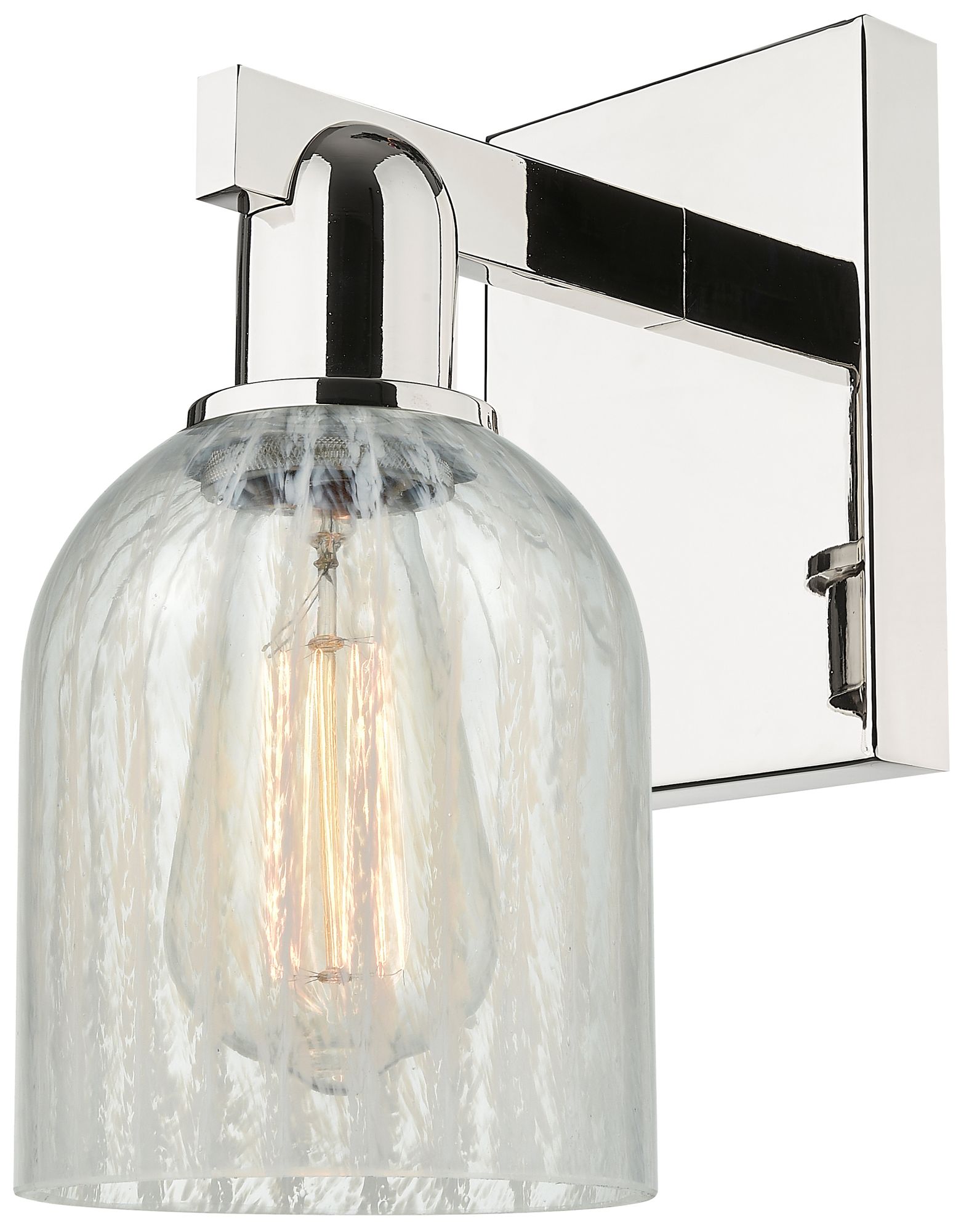 Arcadia Caledonia 11" High Polished Nickel Sconce With Mouchette Shade