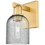 1_Arcadia Caledonia 11" High Satin Gold Sconce With Charcoal Shade