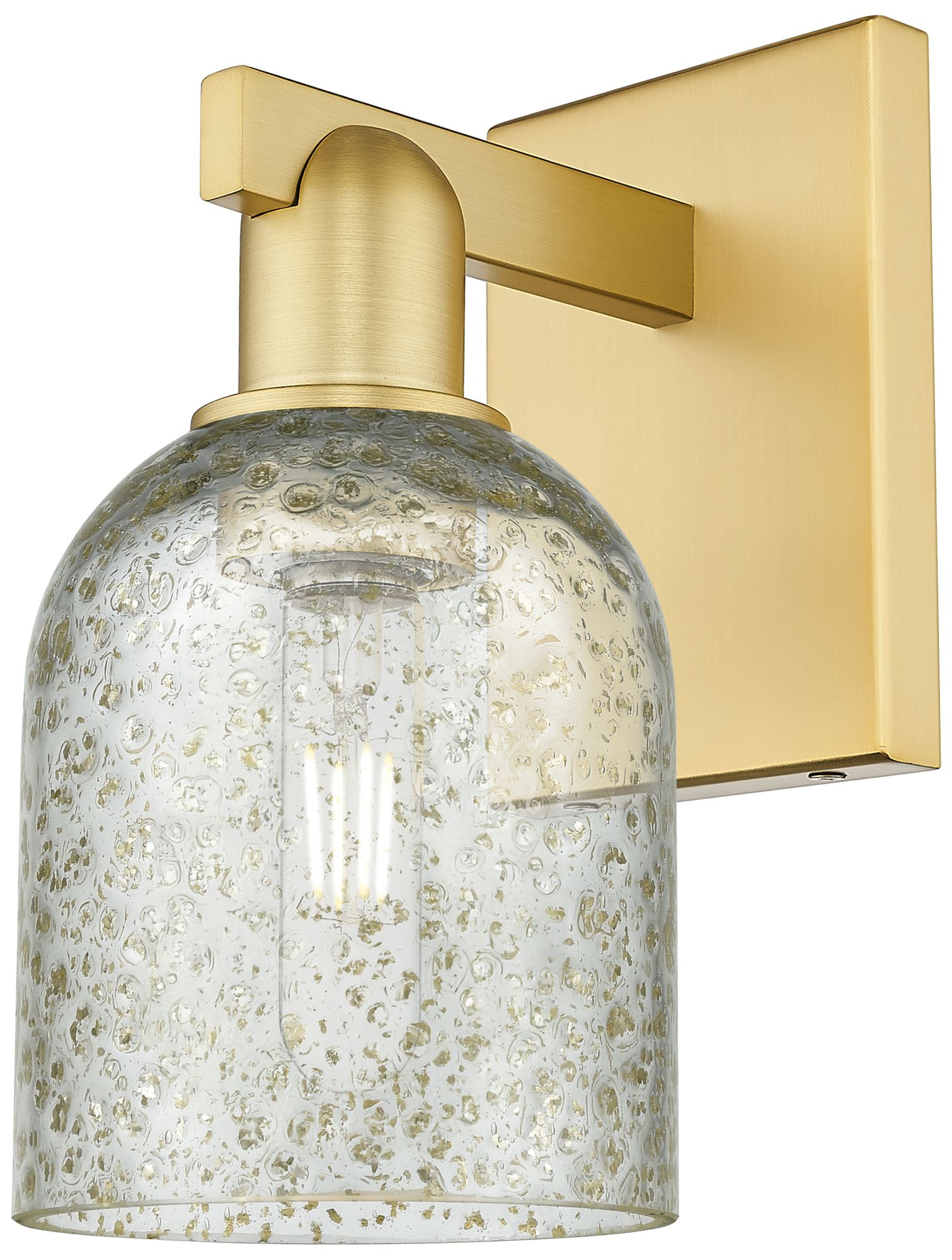 Arcadia Caledonia 11" High Satin Gold Sconce With Mica Shade