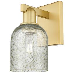 Arcadia Caledonia 11" High Satin Gold Sconce With Mica Shade