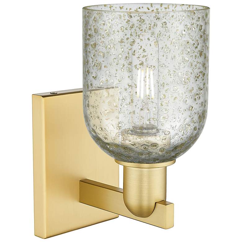 Image 2 Arcadia Caledonia 11" High Satin Gold Sconce With Mica Shade more views