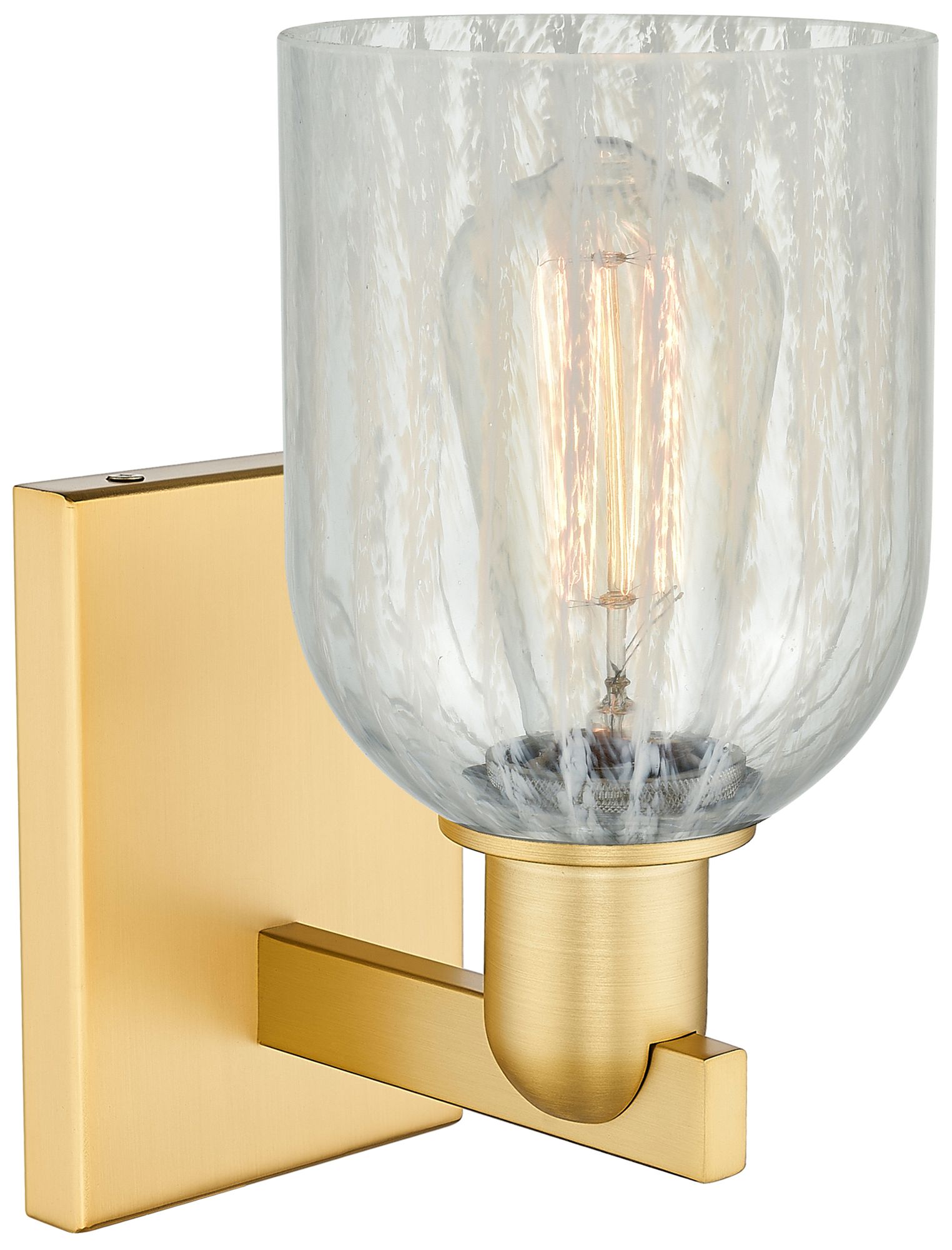 Image 2 Arcadia Caledonia 11" High Satin Gold Sconce With Mouchette Shade more views