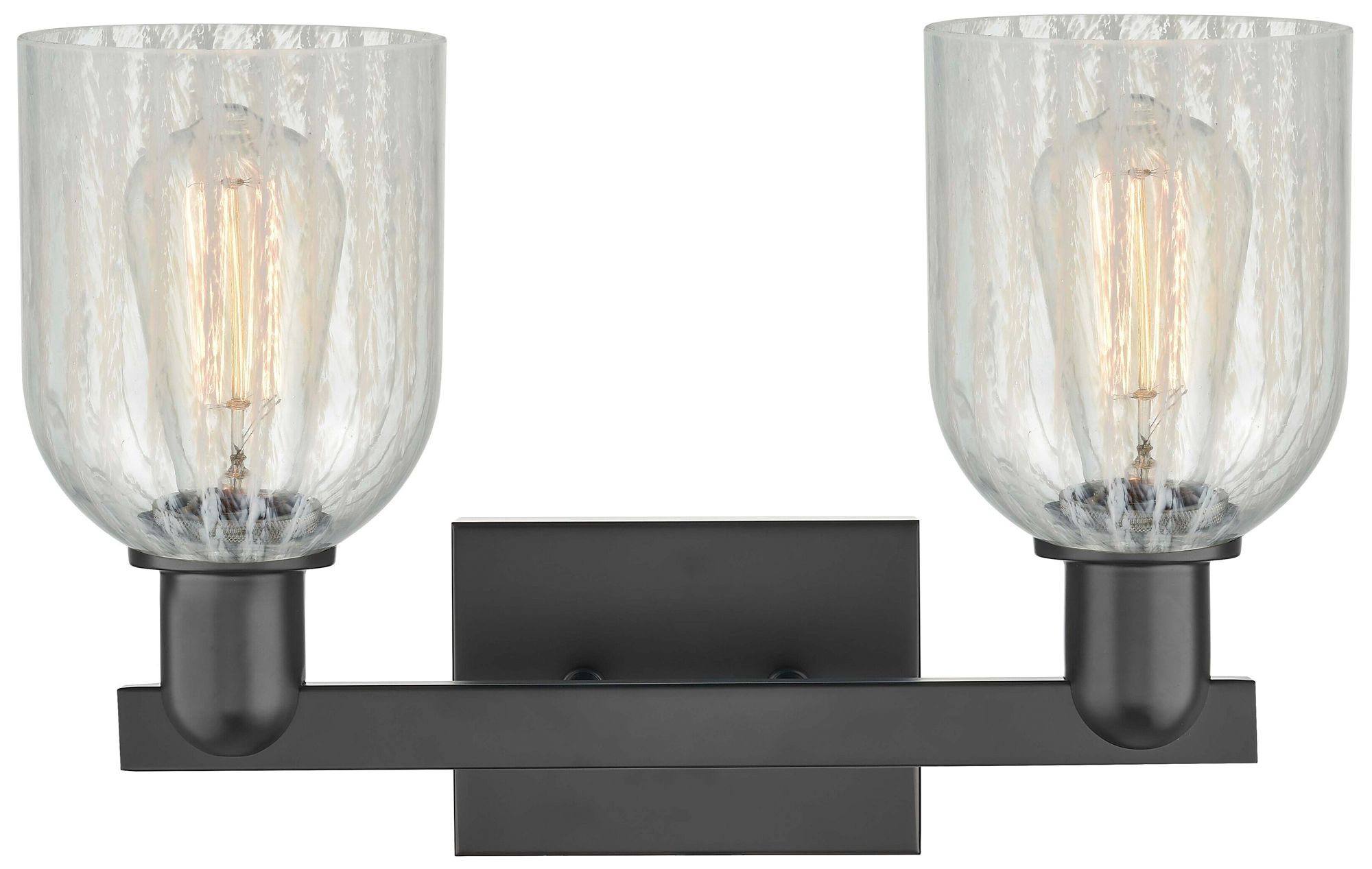 Image 2 Arcadia Caledonia 16"W 2 Light Black Vanity Light w/ Mouchette Shade more views