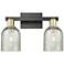 Arcadia Caledonia 16"W 2 Light Black Brass Vanity Light w/ Mica Shade
