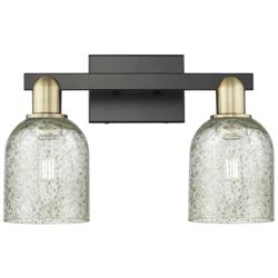 Arcadia Caledonia 16"W 2 Light Black Brass Vanity Light w/ Mica Shade