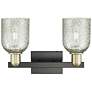 2_Arcadia Caledonia 16"W 2 Light Black Brass Vanity Light w/ Mica Shade more views