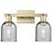 Arcadia Caledonia 16"W 2 Light Brass Vanity Light With Charcoal Shade