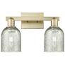 1_Arcadia Caledonia 16"W 2 Light Brass Vanity Light With Mica Shade