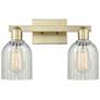 1_Arcadia Caledonia 16"W 2 Light Brass Vanity Light With Mouchette Shade