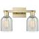 Arcadia Caledonia 16"W 2 Light Brass Vanity Light With Mouchette Shade