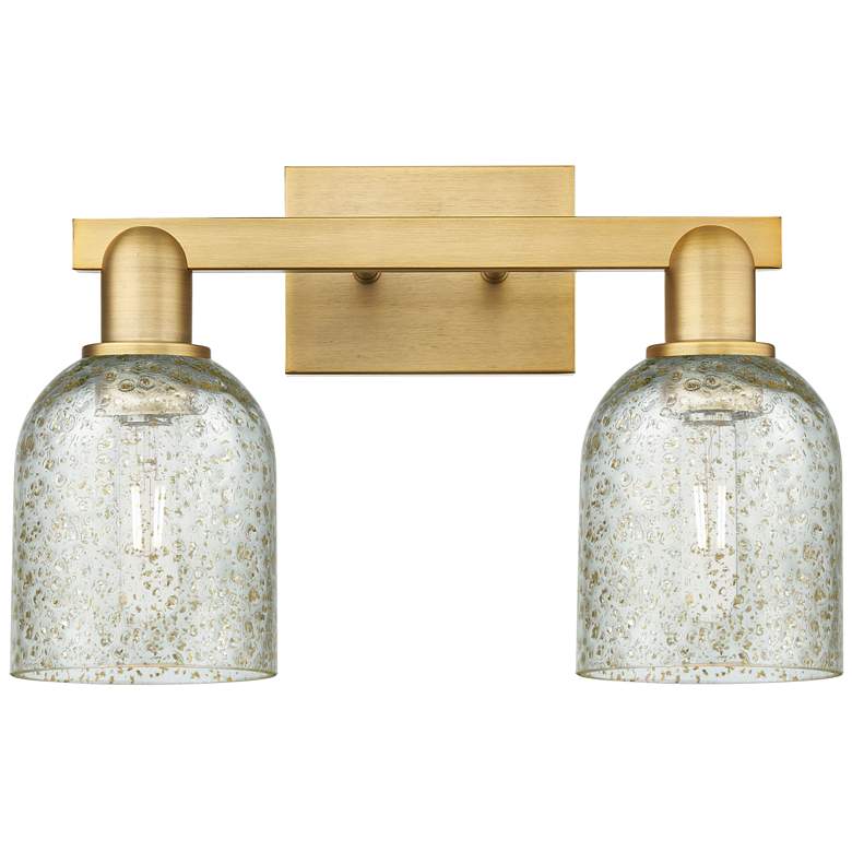 Image 1 Arcadia Caledonia 16"W 2 Light Brushed Brass Bath Light w/ Mica Shade