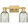 Arcadia Caledonia 16"W 2 Light Brushed Brass Bath Light w/ Mica Shade