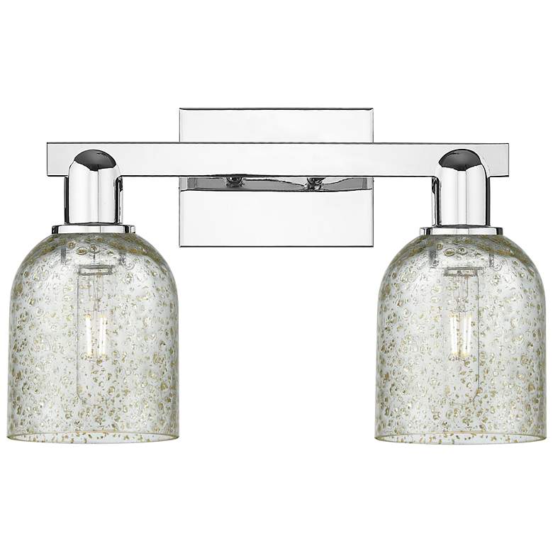 Image 1 Arcadia Caledonia 16"W 2 Light Chrome Vanity Light w/ Mica Shade