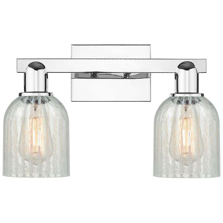 Image 1 Arcadia Caledonia 16"W 2 Light Chrome Vanity Light w/ Mouchette Shade