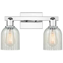 Arcadia Caledonia 16"W 2 Light Chrome Vanity Light w/ Mouchette Shade