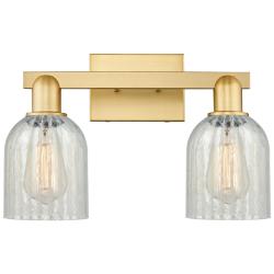 Arcadia Caledonia 16"W 2 Light Gold Vanity Light w/ Mouchette Shade
